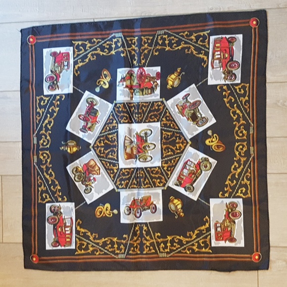 Vintage Cars Square Silk Neck Head Scarf - Picture 6 of 6